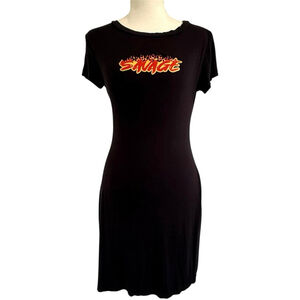 MRT 1030 Savage Flame Graphic Dress Ladder Cut Back Y2K M/L